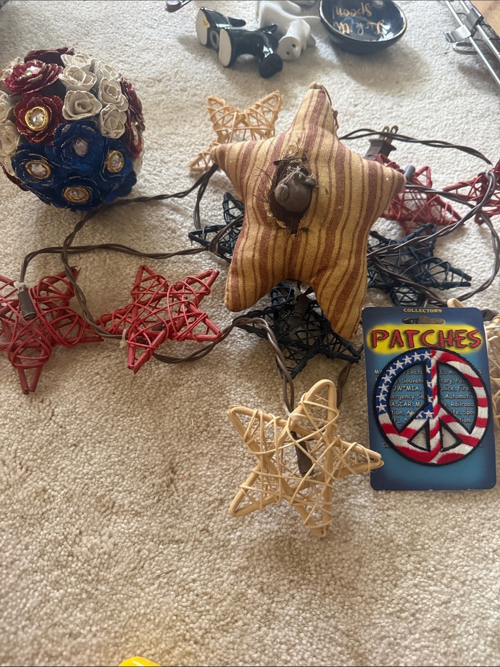 Decorative Star Rattan String Lights - lot of 4 4th of July pieces